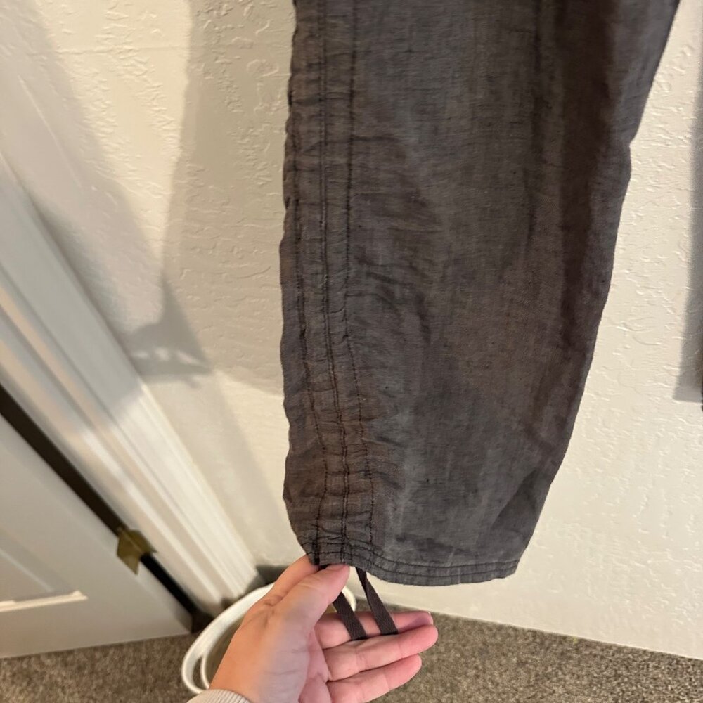 Toad & Co. 100% Linen “Lina” Brown Hippie Style Drawstring Heathered Cinch Pants - Picture 4 of 12